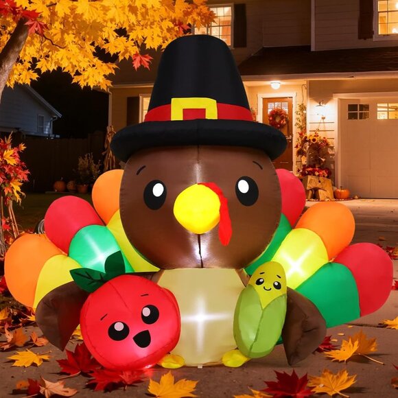 Other - 6.3 FT LED Inflatable Turkey with Tomato & Corn – Perfect Thanksgiving Decor